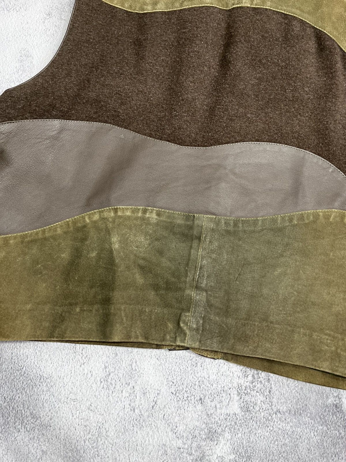 Japanese Brand × Leather × Vintage Vintage 90s leather/wool vest retro style streetwear Size US XL / EU 56 / 4 - 8 Thumbnail