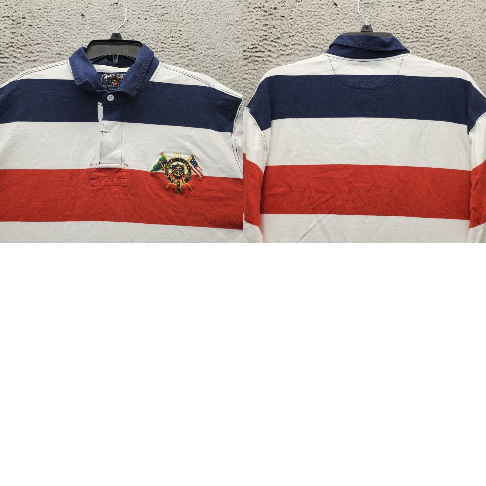 Logo 7 American Living Polo Shirt Mens XXL Multicolor Striped Embroidered Logo Collar Slit Size US XXL / EU 58 / 5 - 8 Thumbnail
