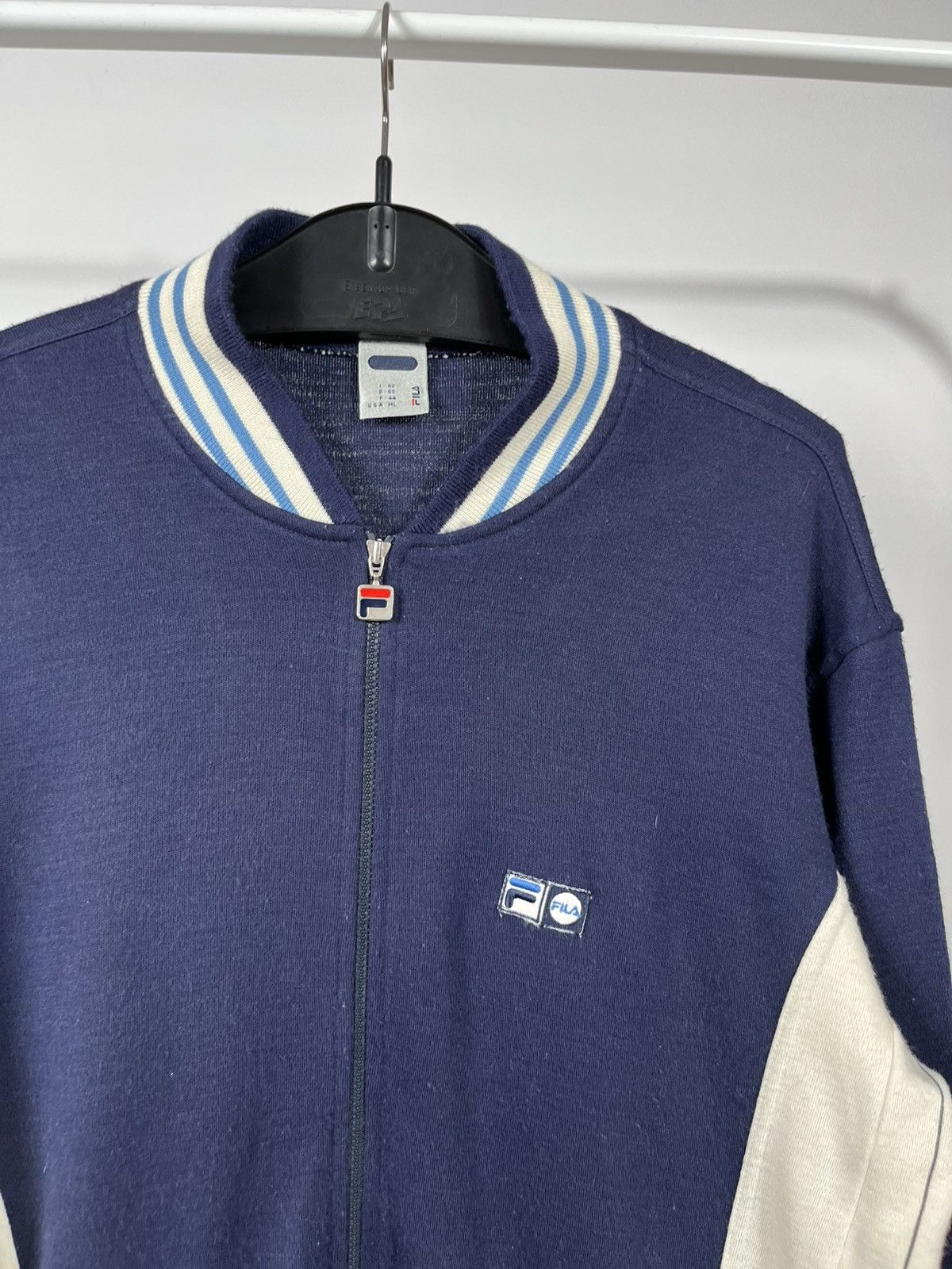 Fila Fila Vintage Wool Full Zip Navy Cream Track Jacket Size L Size US L / EU 52-54 / 3 - 3 Thumbnail