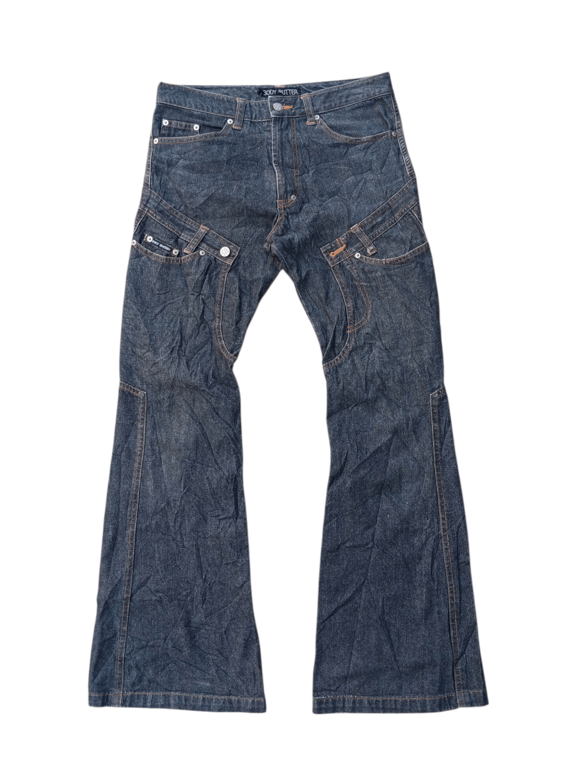 Japanese Brand Body butter rebuild denim flare bootcut Size US 31 - 1 Thumbnail
