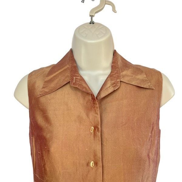 Vintage Vintage Ice copper iridescent 100% silk beaded blouse Size M / US 6-8 / IT 42-44 - 2 Thumbnail