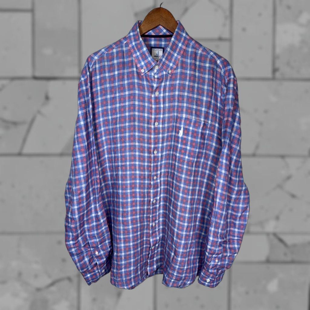 johnnie-O johnnie-O Shirt XL Mens Plaid Linen Button-Up Multicolor Santa Monica Long Sleeve Size US XL / EU 56 / 4 - 1 Thumbnail