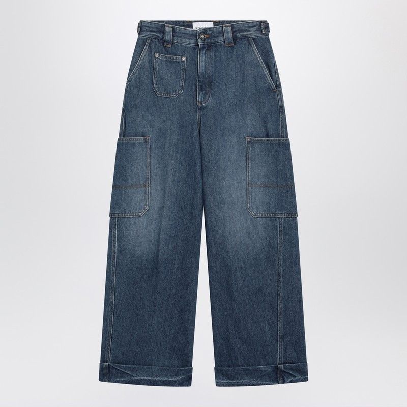 Givenchy Givenchy Cropped Cocoon Cargo Jeans In Medium Blue Size 26" / US 2 / IT 38 - 1 Thumbnail