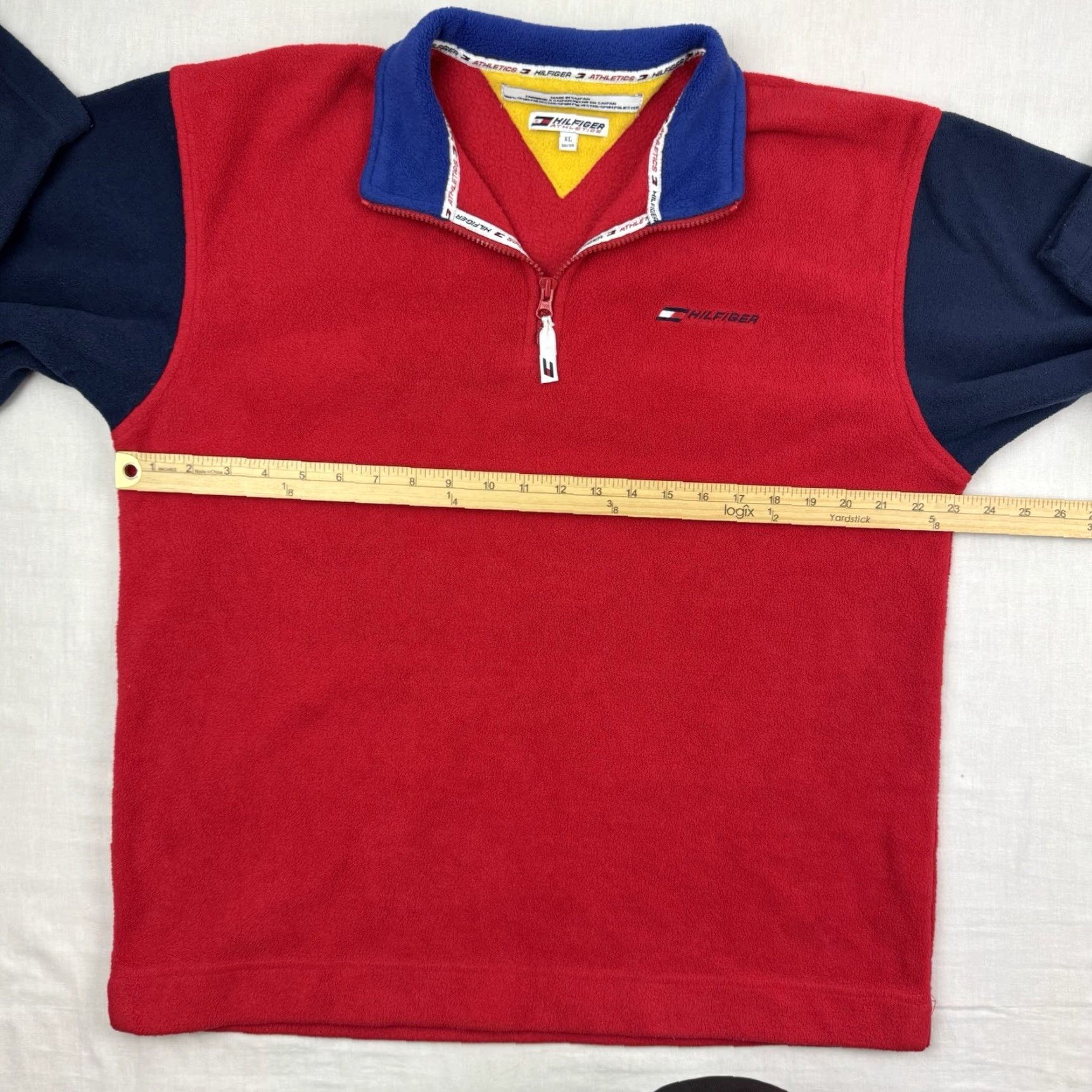 Tommy Hilfiger VINTAGE Tommy Hilfiger Jacket XL Adults Red Fleece Pullover Zip 90s Vintage 90s Mens Jacket Size US XL / EU 56 / 4 - 6 Thumbnail