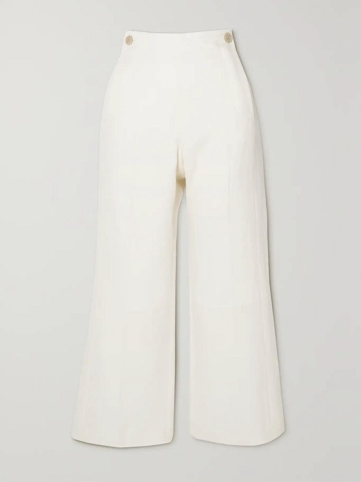 Chloe Chloé Cropped Wool Linen Blend Flared Palazzo Wide Leg Pant Size 28" / US 6 / IT 42 - 3 Thumbnail