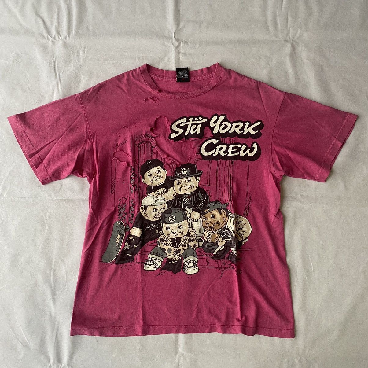 Vintage Stussy x Pound Stu York Crew Distressed Tees