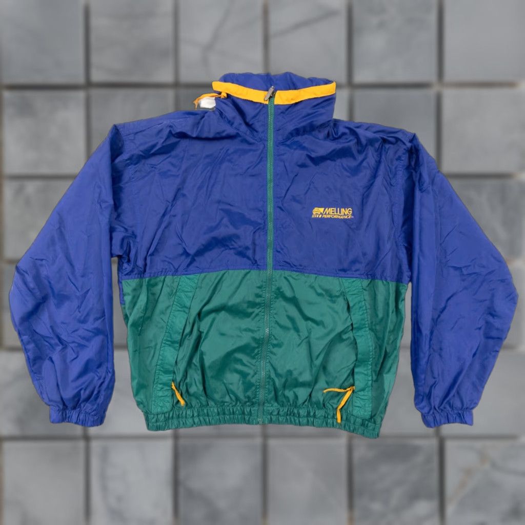 Vintage VINTAGE Swingster Jacket Windbreaker Adult Large Blue Green Nylon Hooded VTG Size US L / EU 52-54 / 3 - 1 Thumbnail