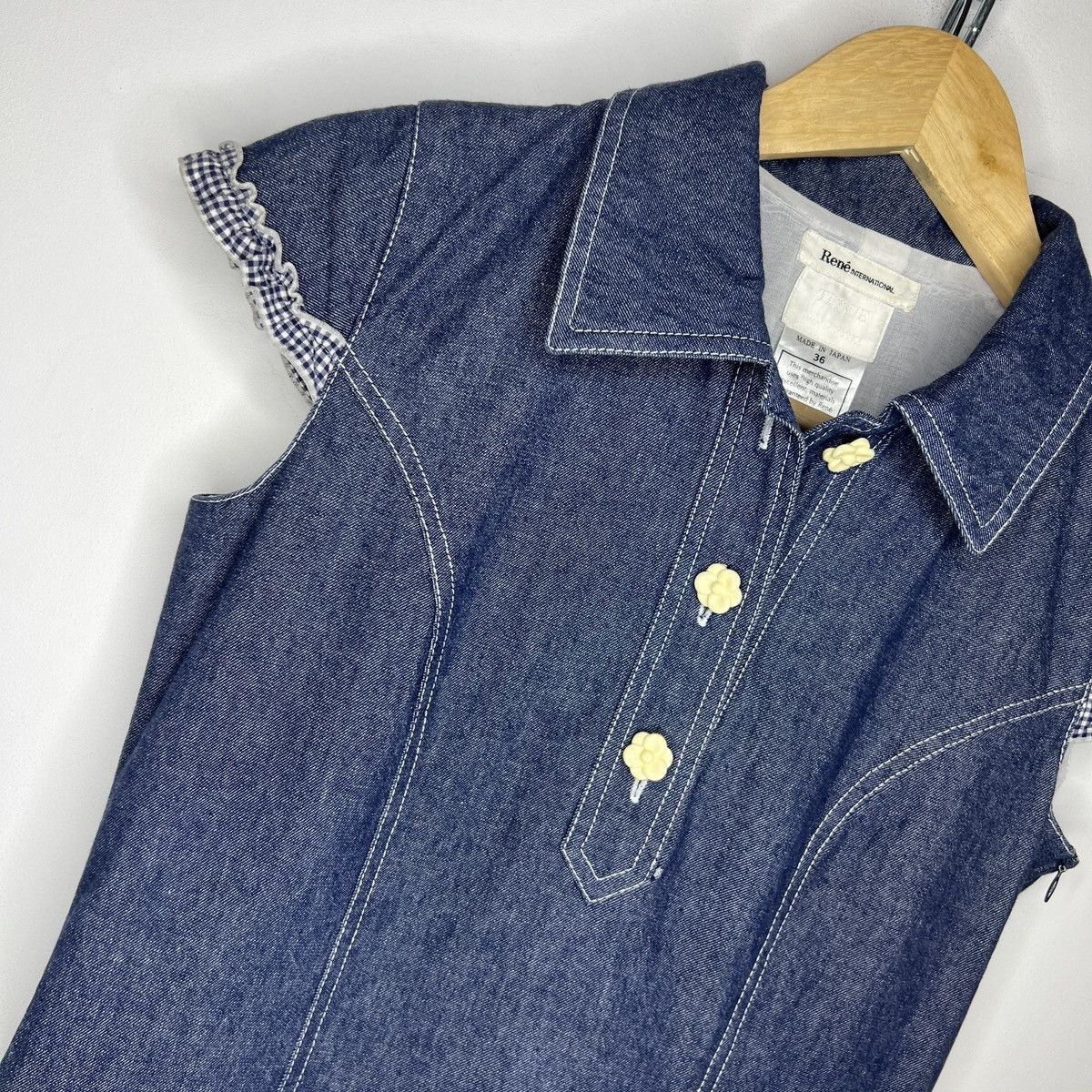 Designer × Japanese Brand René International Mini Denim Dress Uniform Preppy Style Size XS / US 0-2 / IT 36-38 - 6 Thumbnail