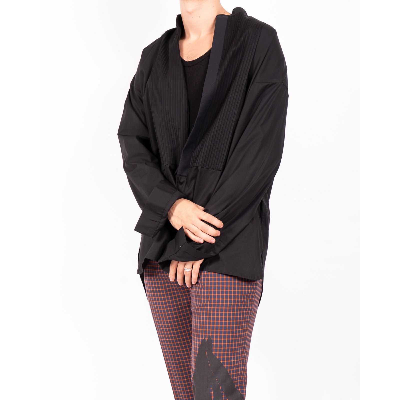 Haider Ackermann SS13 Oversized Plisse Detail Shirt in Black Cotton Size US S / EU 44-46 / 1 - 5 Thumbnail