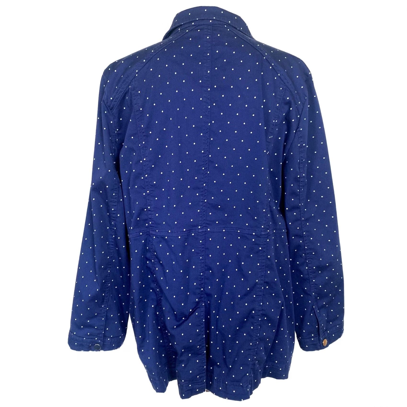 Vintage Chico’s Women's Utility Jacket Dark Blue Polka Dot Luxe Twill Cotton Sz XL (3) Size XL / US 12-14 / IT 48-50 - 4 Thumbnail