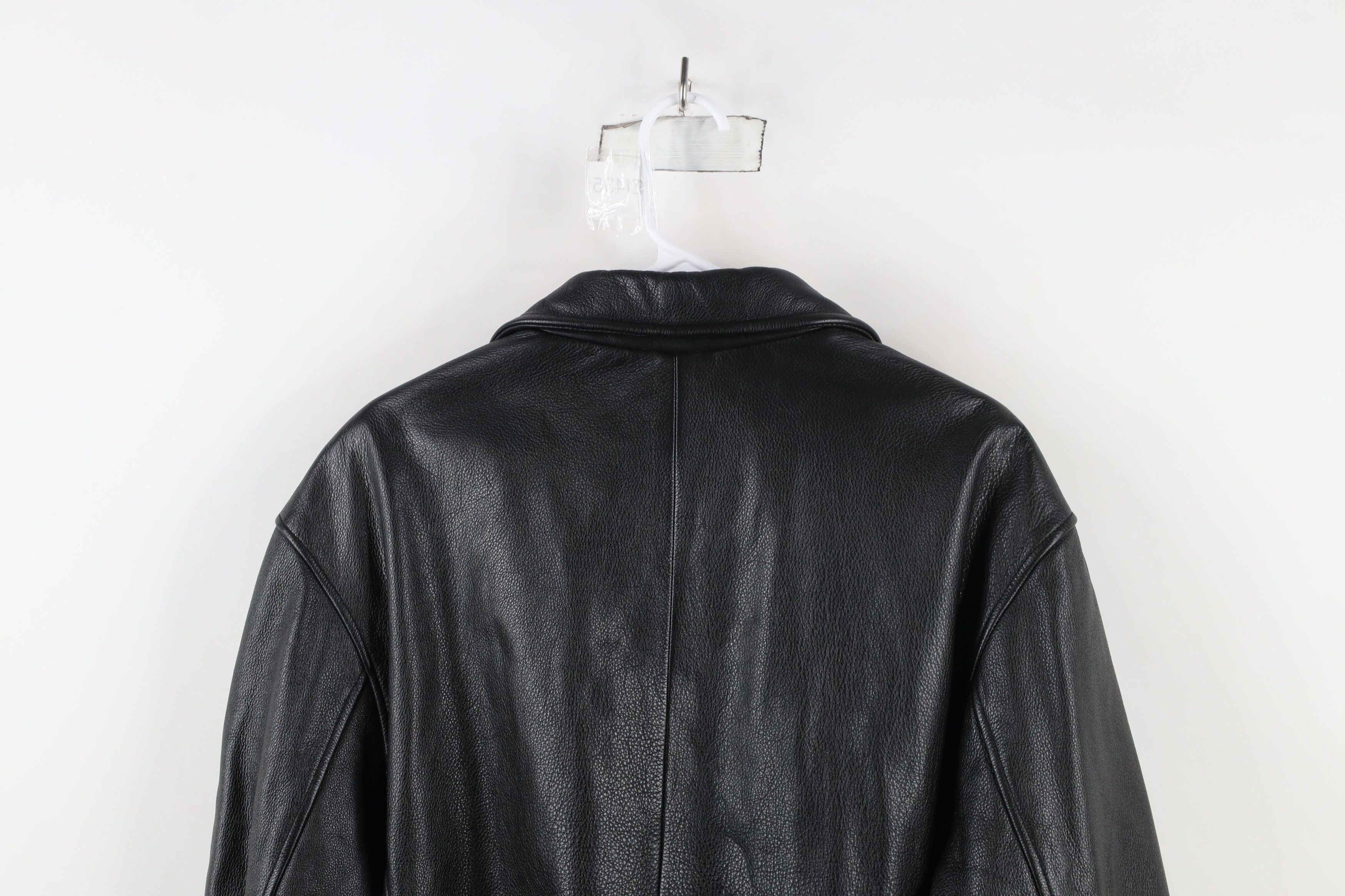 Guess × Vintage Vintage Y2K Guess Heavyweight Leather Collared Jacket Black Size US L / EU 52-54 / 3 - 14 Thumbnail
