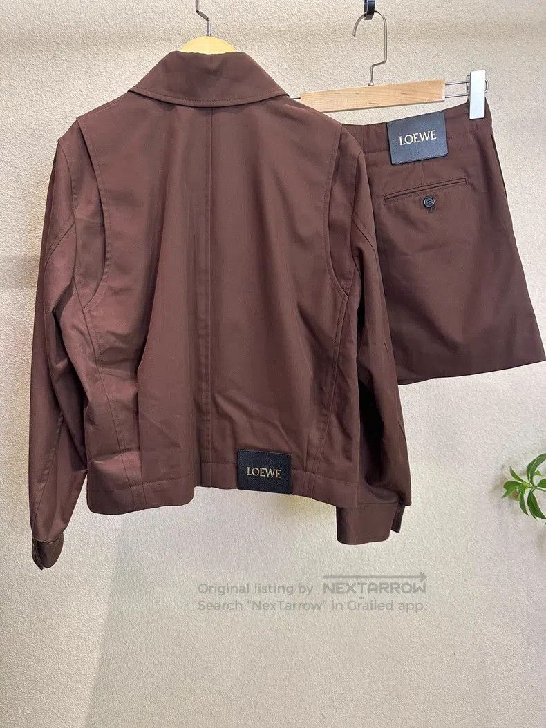 Loewe Loewe 25 Year Show Model Brown Short Coat and Skirt Set Size 4XL / US 24-26 - 2 Thumbnail