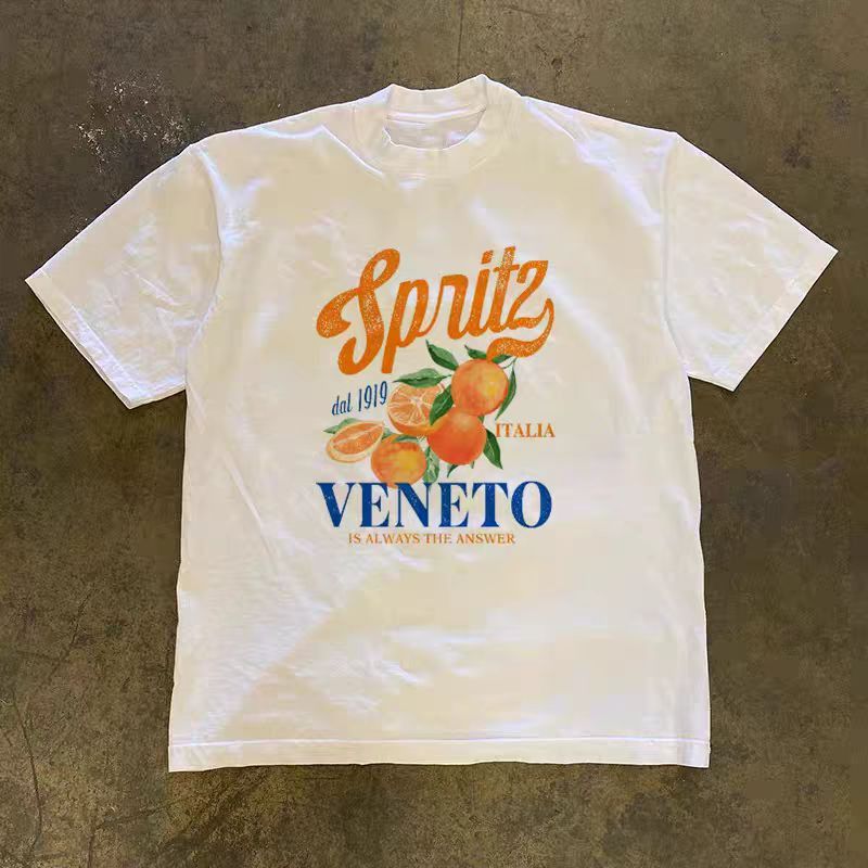 Japanese Brand White washed vintage orange print t-shirt Size US M / EU 48-50 / 2 - 1 Thumbnail