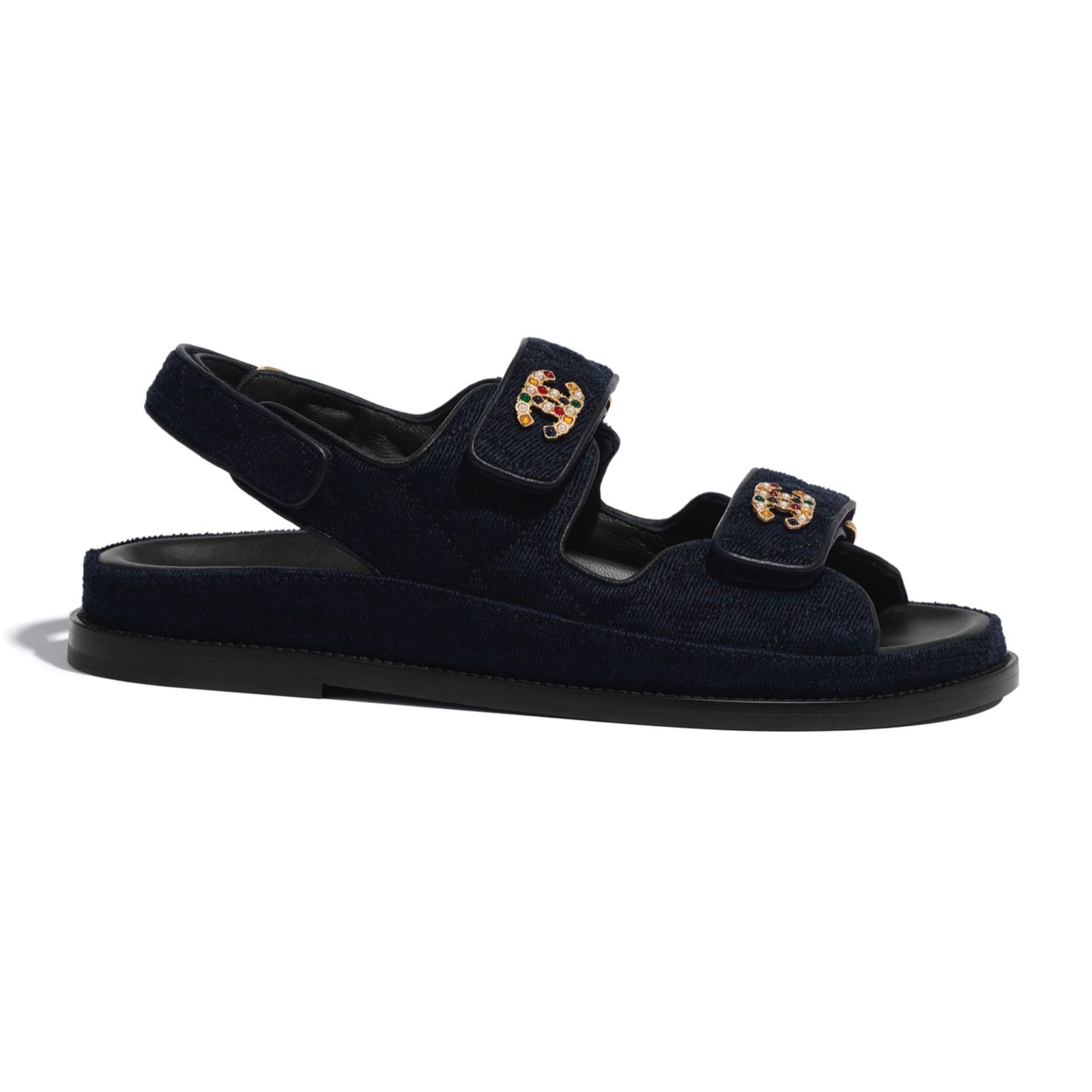Chanel Chanel 21A Blue Velvet Denim CC Logo Mule Slide Strap Flat Size US 8 / IT 38 - 3 Thumbnail