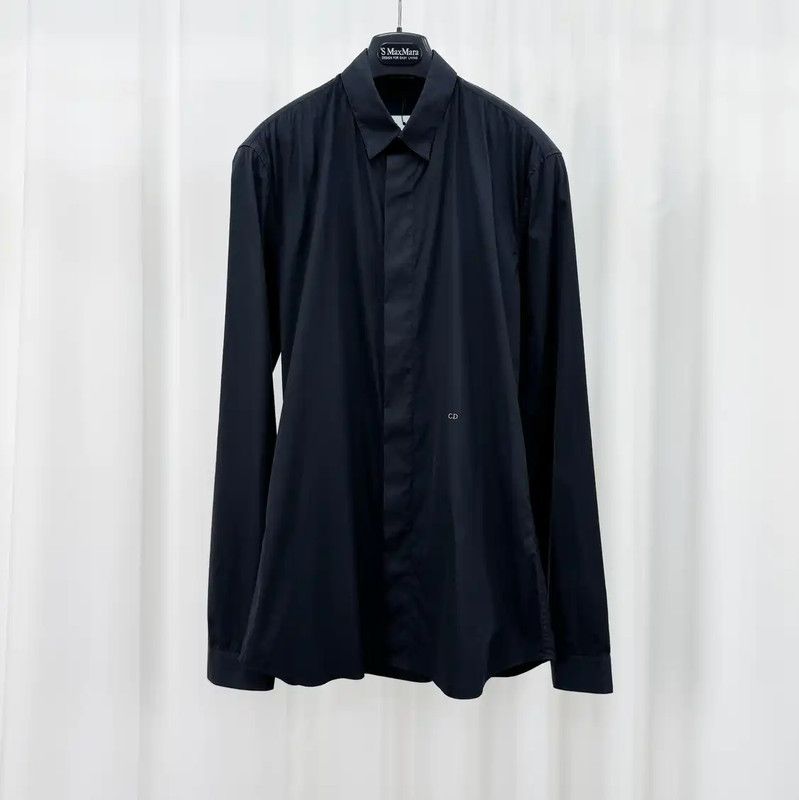 Dior Dior Black Long Sleeve Cotton Blend Shirt 0089 Size US M / EU 48-50 / 2 - 1 Thumbnail