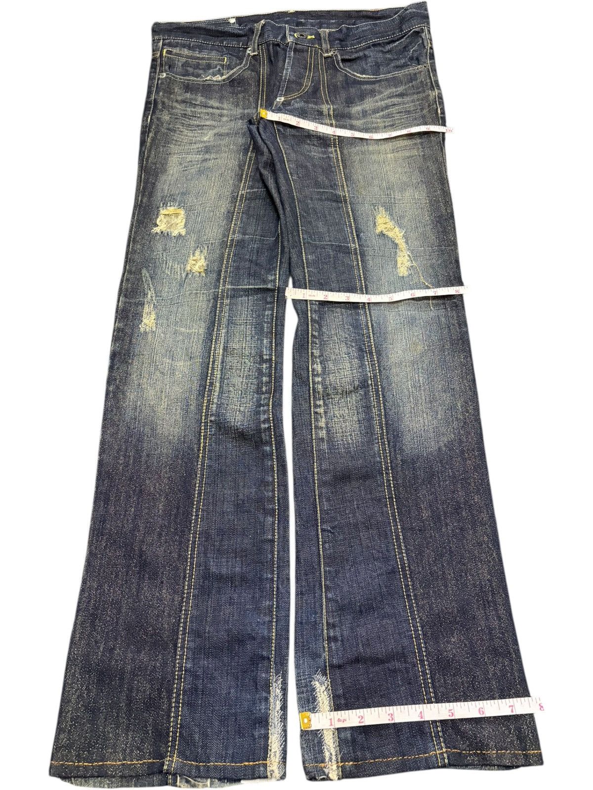 Buffalo London Vintage Japanese Buffalo Golden Thread Distressed Jeans Size 33" - 8 Thumbnail
