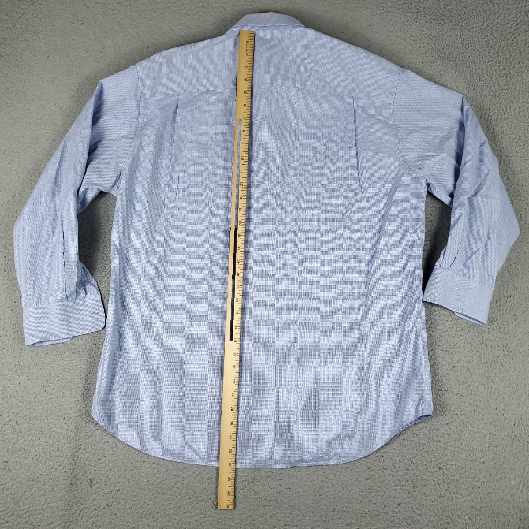 David Donahue David Donahue Dress Shirt Mens Size 17 Blue Button-Up Long Sleeve Non-Iron Cotton Size 46R - 3 Thumbnail
