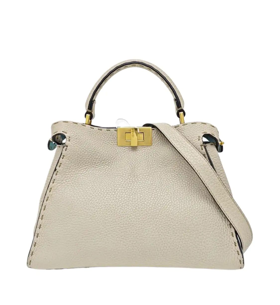 Fendi FENDI Peekaboo light greycowhide leather shoulder bag crossbody bag handbag gold Size ONE SIZE - 1 Thumbnail