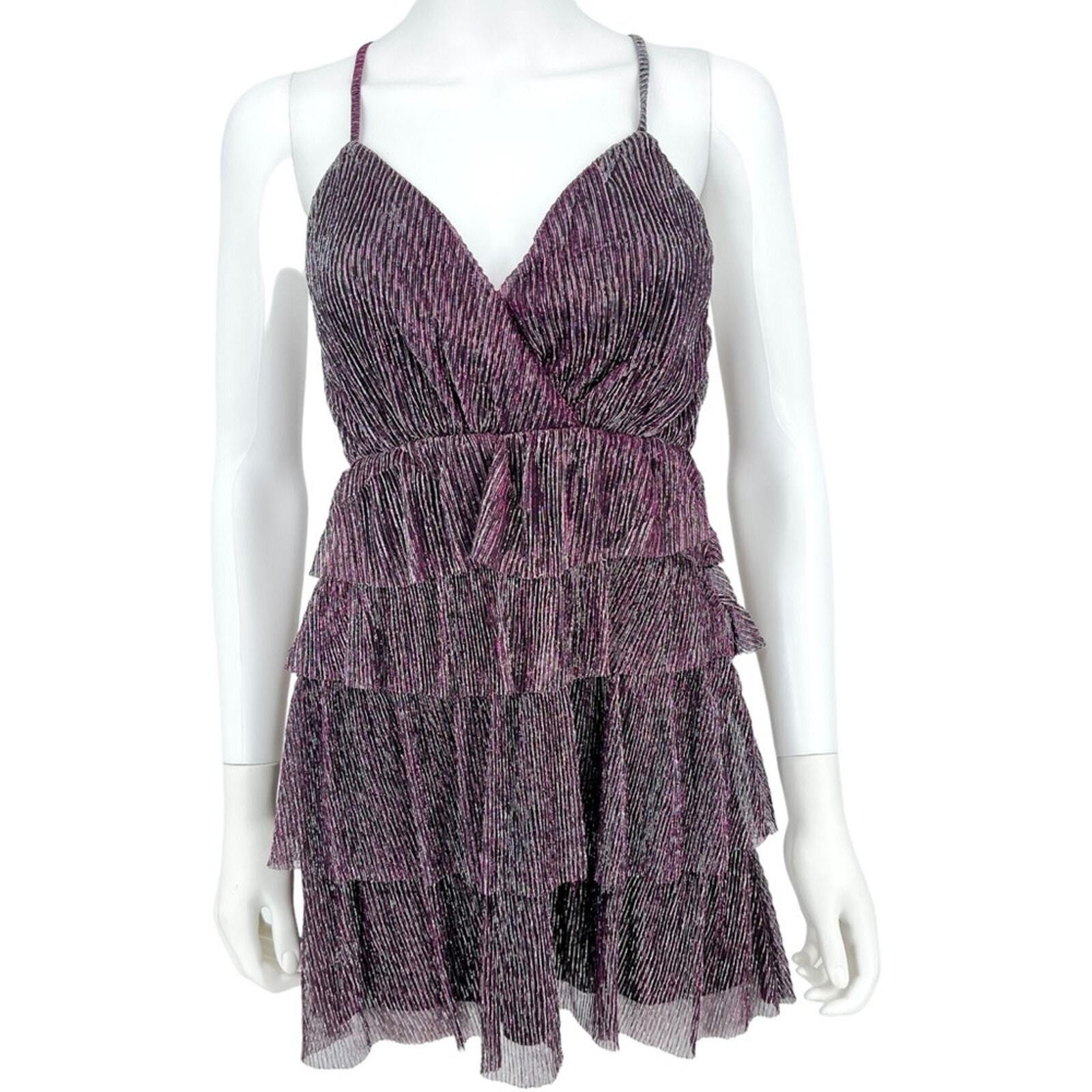 Other Lulus Dress S Glowing Gorgeous Mini Metallic Tiered NWT Size S / US 4 / IT 40 - 1 Thumbnail