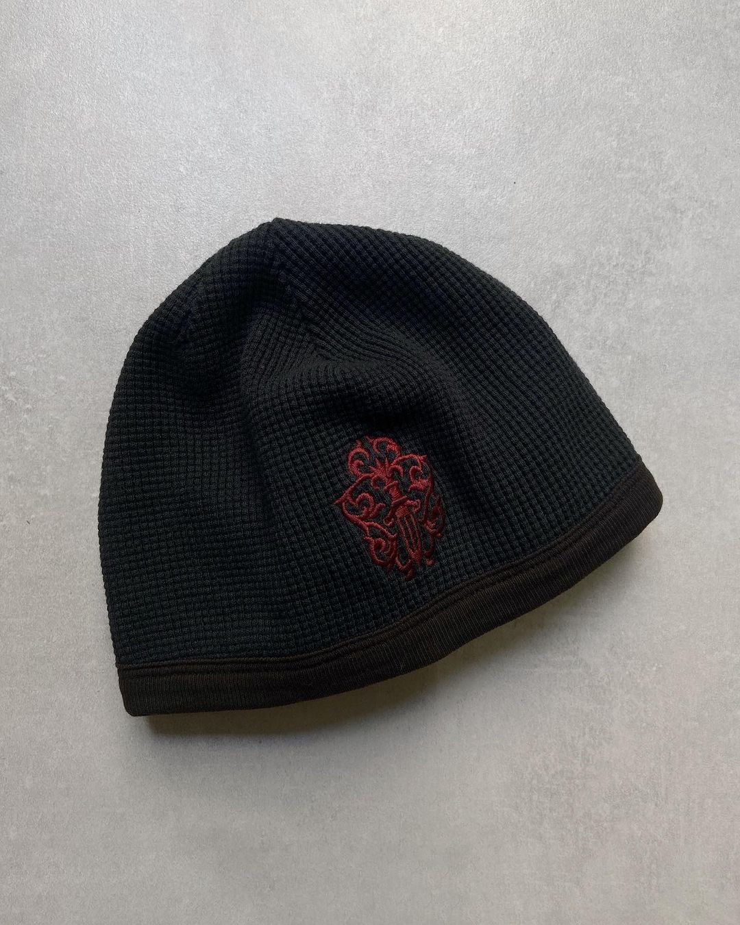 image of Vintage 1990S Chrome Hearts "dagger" Thermal Beanie in Black, Men's