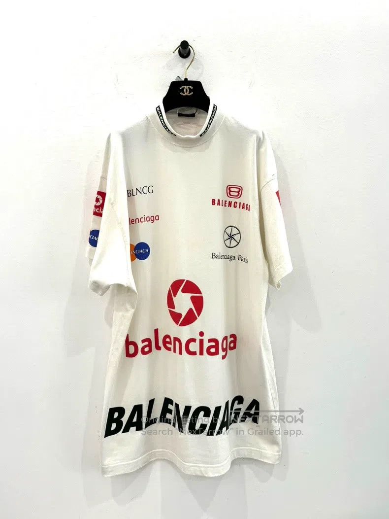 Balenciaga Balenciaga White Racing Multi-Element Full Logo Short Slee Size US S / EU 44-46 / 1 - 1 Thumbnail