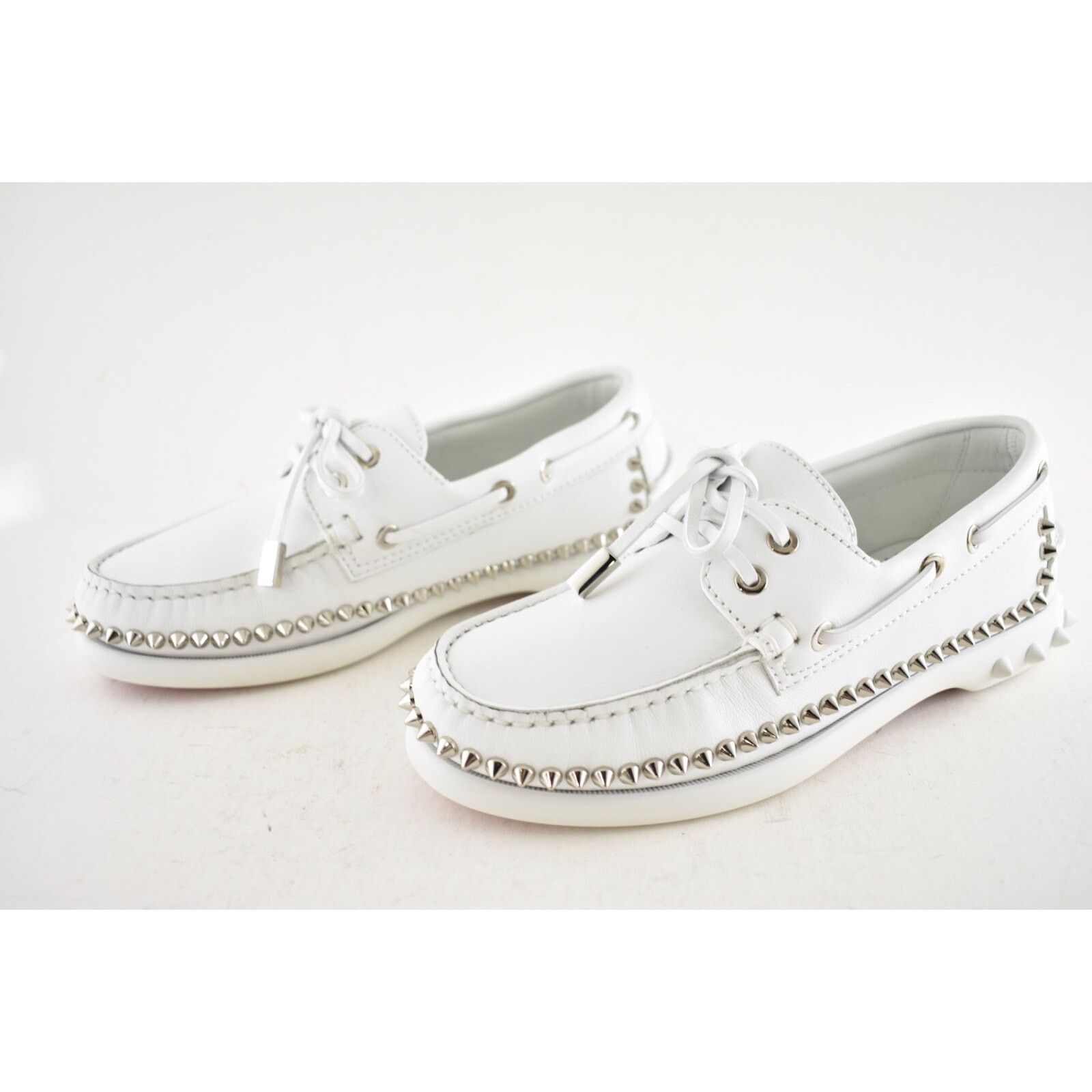 Christian Louboutin Christian Louboutin Gerockel Donna Flat White Leather Boat Size US 7.5 / IT 37.5 - 14 Thumbnail