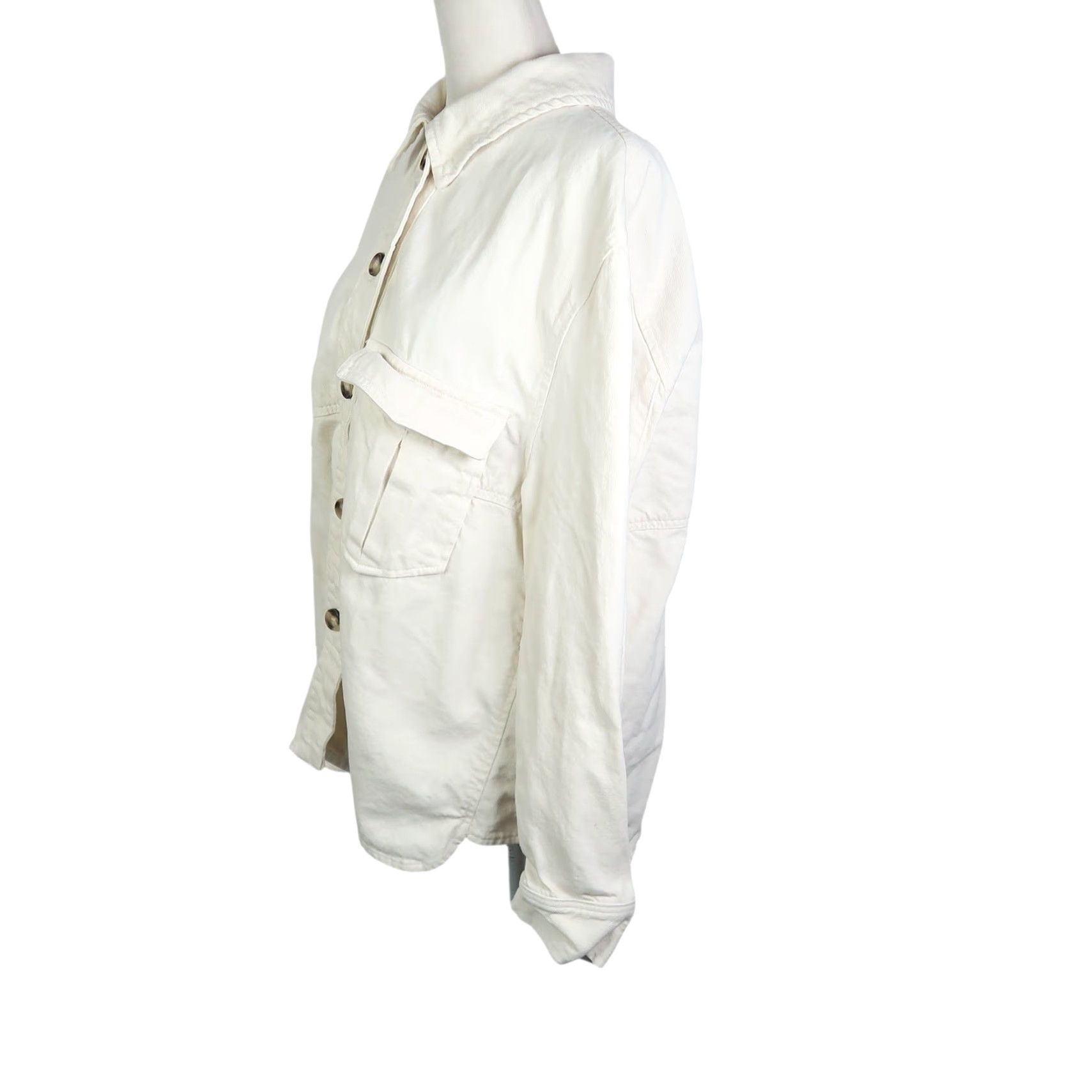 Zara VINTAGE Zara Cream Cotton Button Front Shirt Jacket Womens XL Size XL / US 12-14 / IT 48-50 - 3 Thumbnail