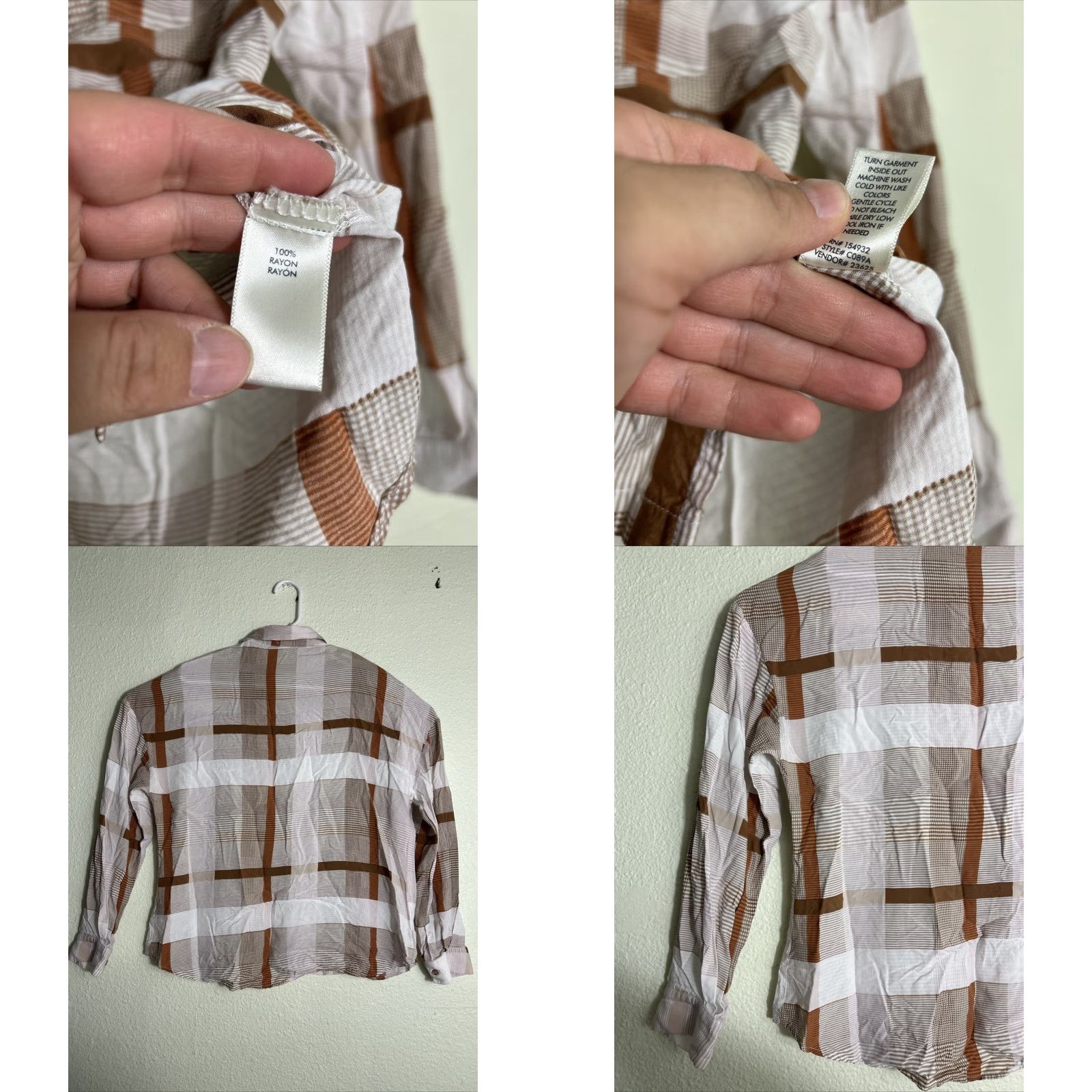 BKE BKE Buckle Females Long Sleeve Button-Up Top Striped Brown White Rayon L Womens Shirt Size L / US 10 / IT 46 - 8 Thumbnail