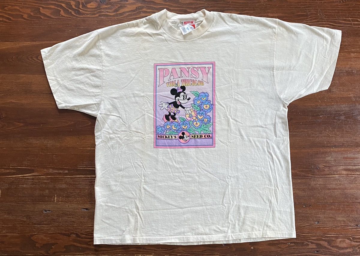 Vintage NWT 90’s Mickey Seed Minnie Pansy Single Stitch Tee