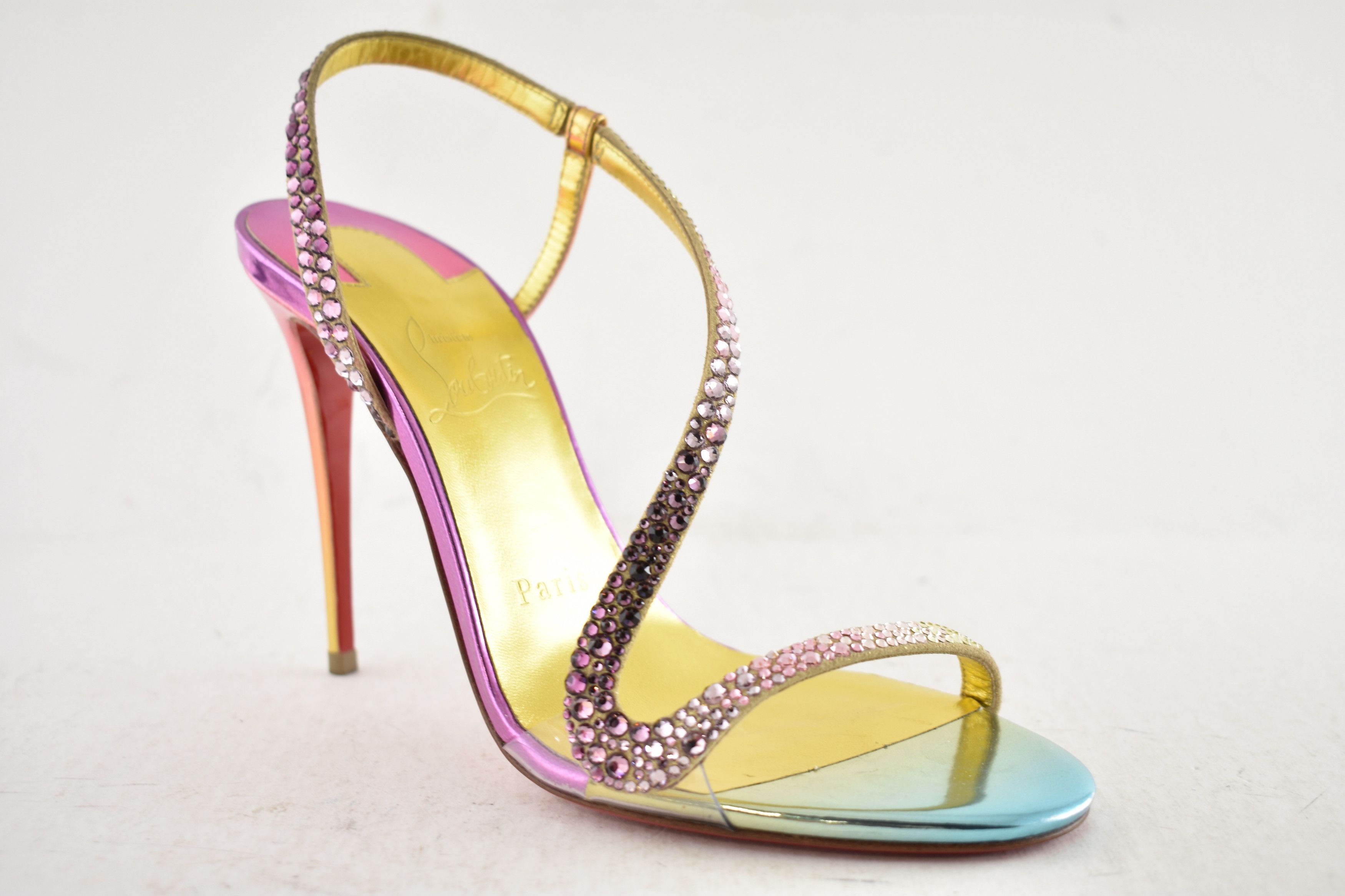 Christian Louboutin Rosalie Strass Boreal 100 Ankle Strap Sandal Heel Pump 36.5 Size US 6.5 / IT 36.5 - 6 Thumbnail
