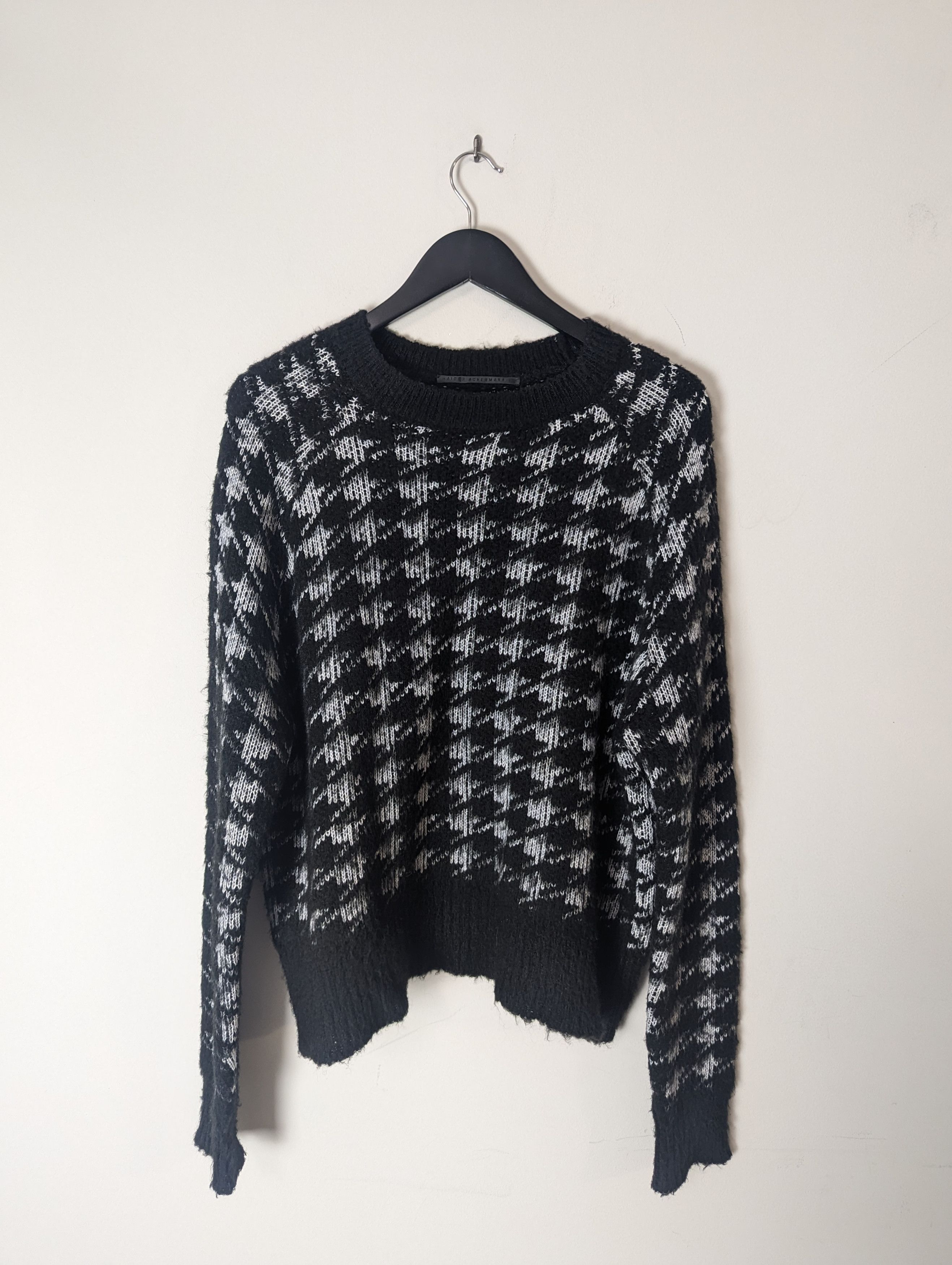 image of Haider Ackermann Mohair Houndstooth Knit in Black/White, Men's (Size Large)