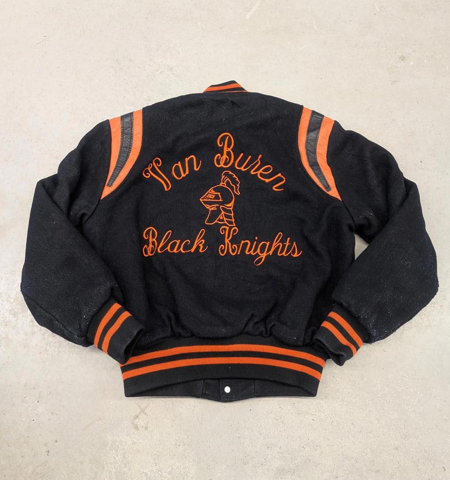 Vintage Vintage 90s Van Buren Black Knights Holloway Varsity Jacket Size US M / EU 48-50 / 2 - 1 Thumbnail