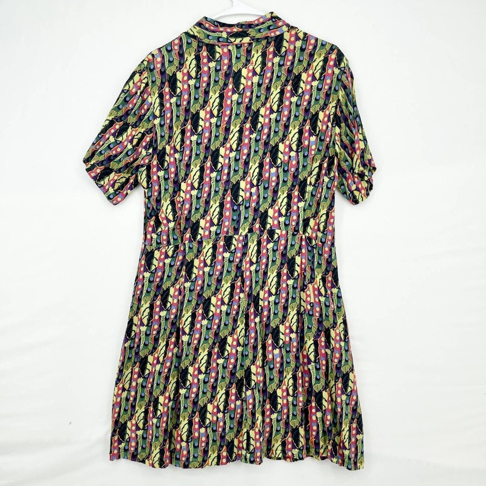 FLAX Flax Rayon Multi Geometric Button Up Mini Dress Size Small Size S / US 4 / IT 40 - 4 Thumbnail