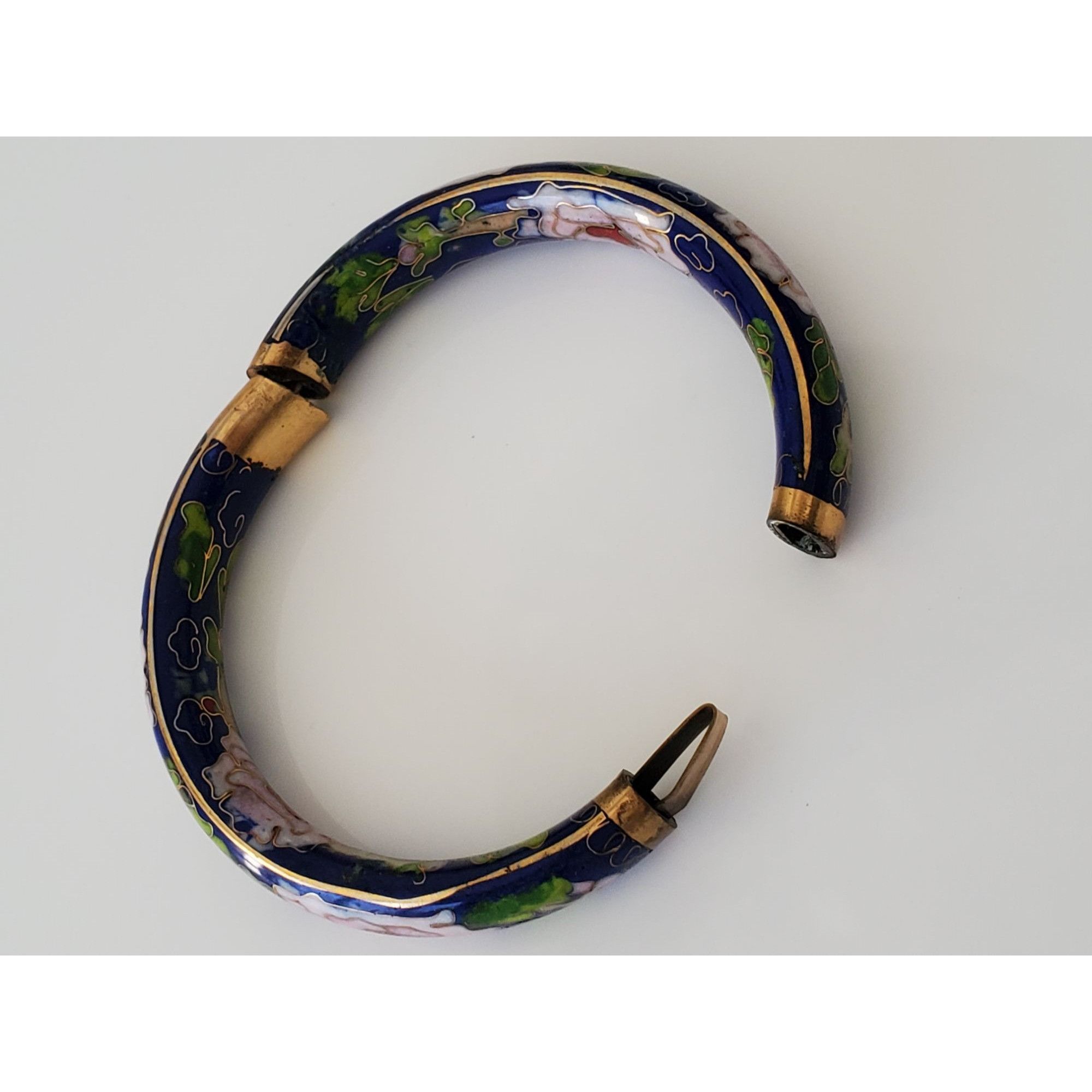 Other Vintage Blue Floral Cloisonne Bangle Bracelet Size ONE SIZE - 3 Thumbnail