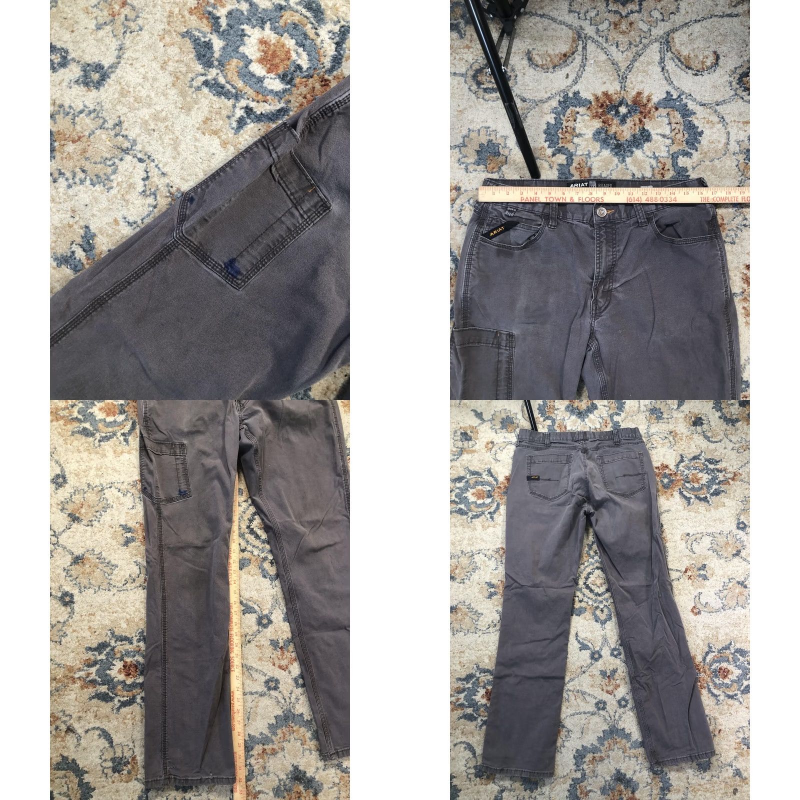 Ariat Ariat Rebar M4 Relaxed Straight Work Pants Mens 32x32 Gray Carpenter 5-Pocket Design Cargo Pocket Logo Vertical Size US 32 / EU 48 - 8 Thumbnail