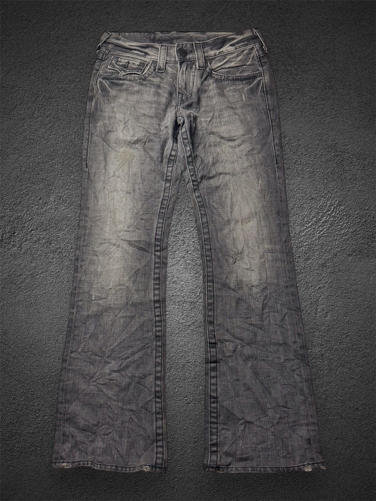 If Six Was Nine flared leather logo true religion distressed denim jeans Size US 30 / EU 46 - 2 Thumbnail