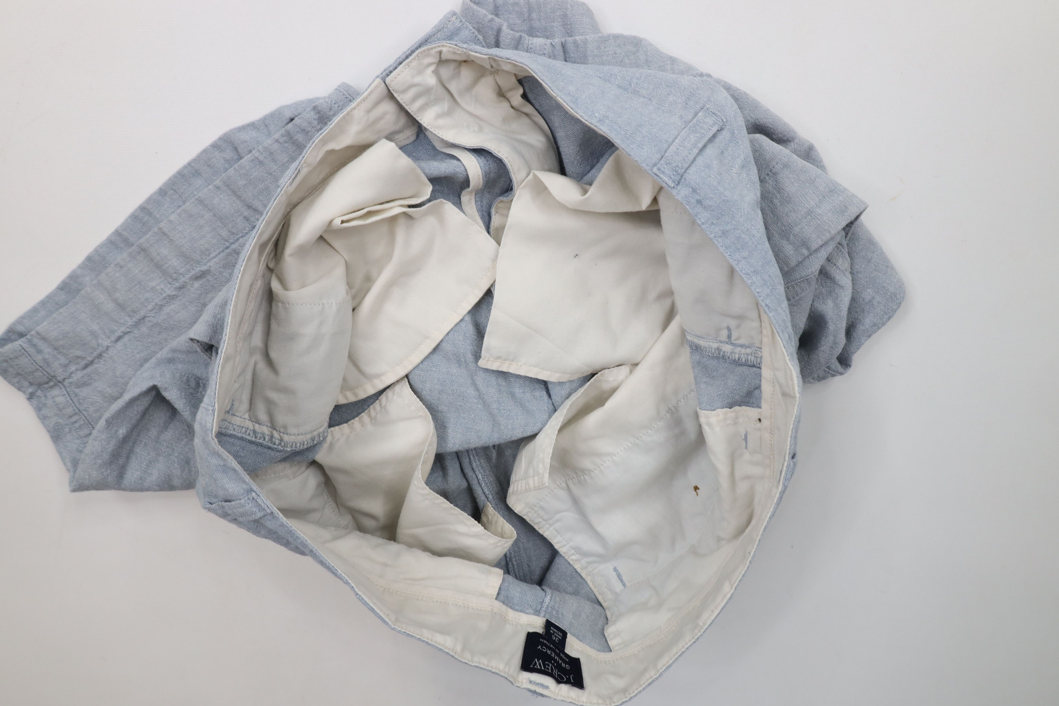 J.Crew × Vintage J Crew Gramercy Above Knee Linen Blend Chambray Shorts Blue Size US 38 / EU 54 - 10 Thumbnail
