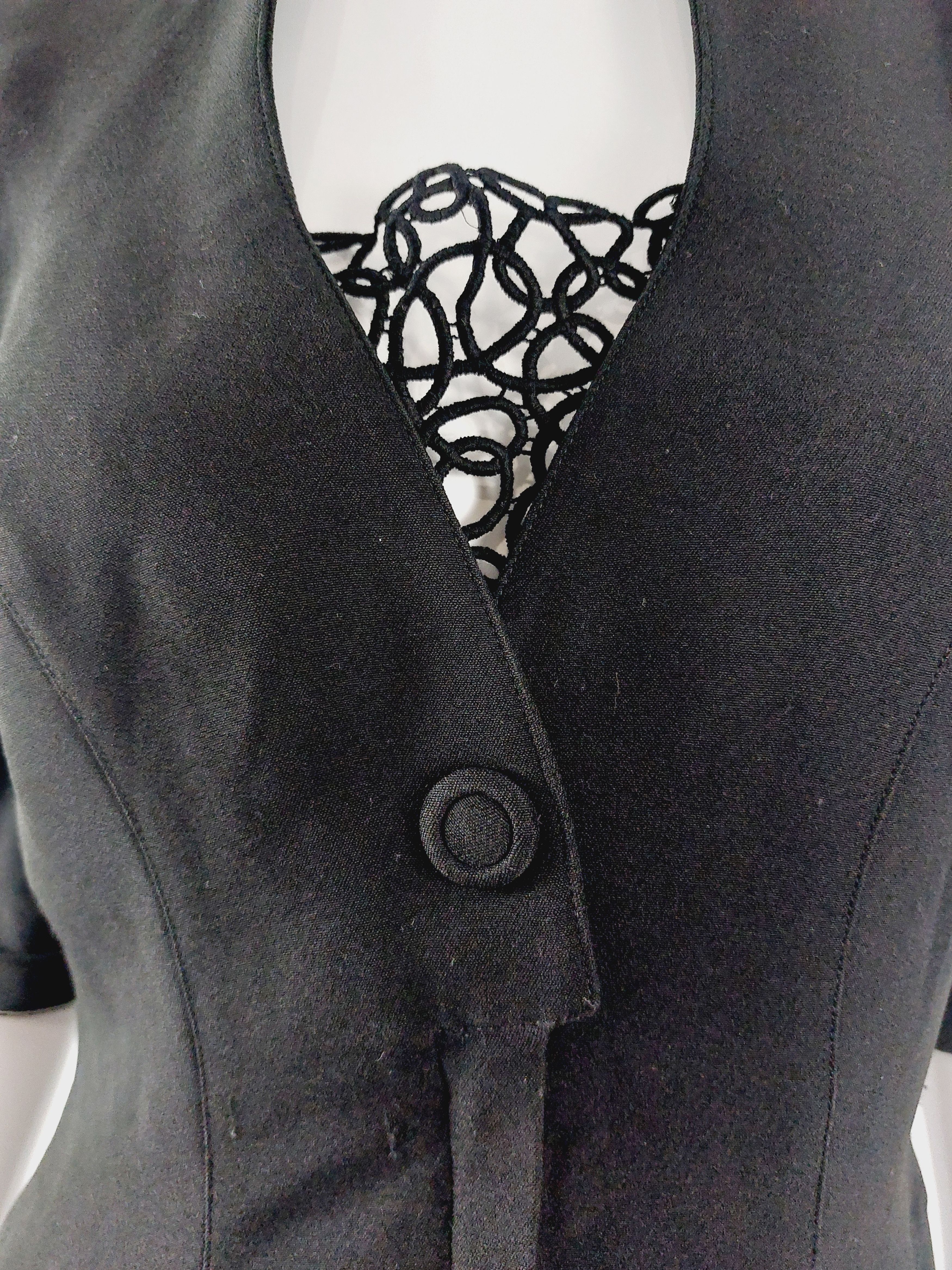 Thierry Mugler Thierry Mugler Archival Black Lace Open Back Cocktail Dress Size S / US 4 / IT 40 - 12 Thumbnail