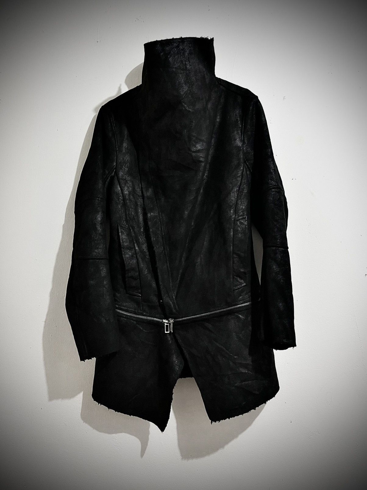 ANDEW 2000s ANDEW Asymmetric Leather Jacket Rick Owens Style Size US M / EU 48-50 / 2 - 3 Thumbnail