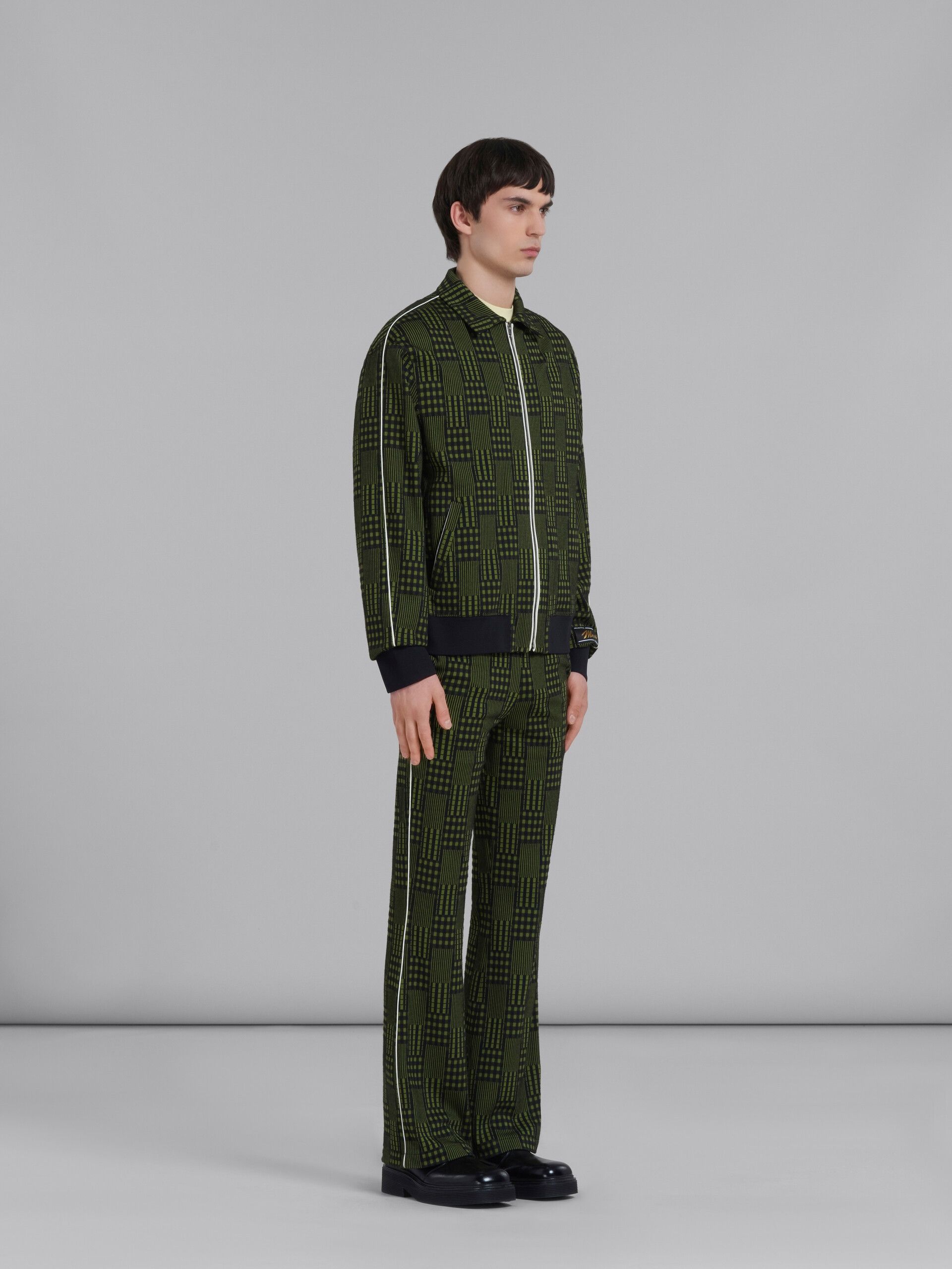 Marni o1w1db10125 Jersey Jacket With Checks And Stripes in Green Size US M / EU 48-50 / 2 - 3 Thumbnail