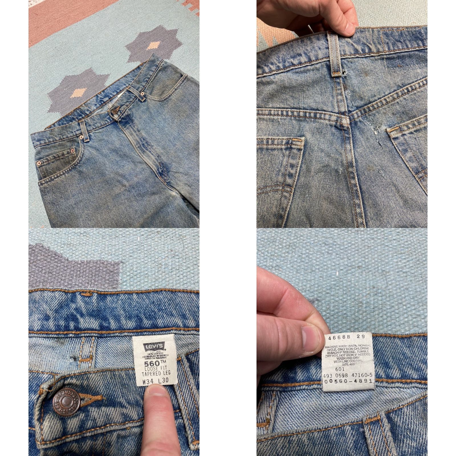 Levi's VINTAGE Levi’s 560 Jeans 34x30 Tapered Loose Fit Baggy 90s y2k skater faded Mens Jeans Size US 34 / EU 50 - 9 Thumbnail