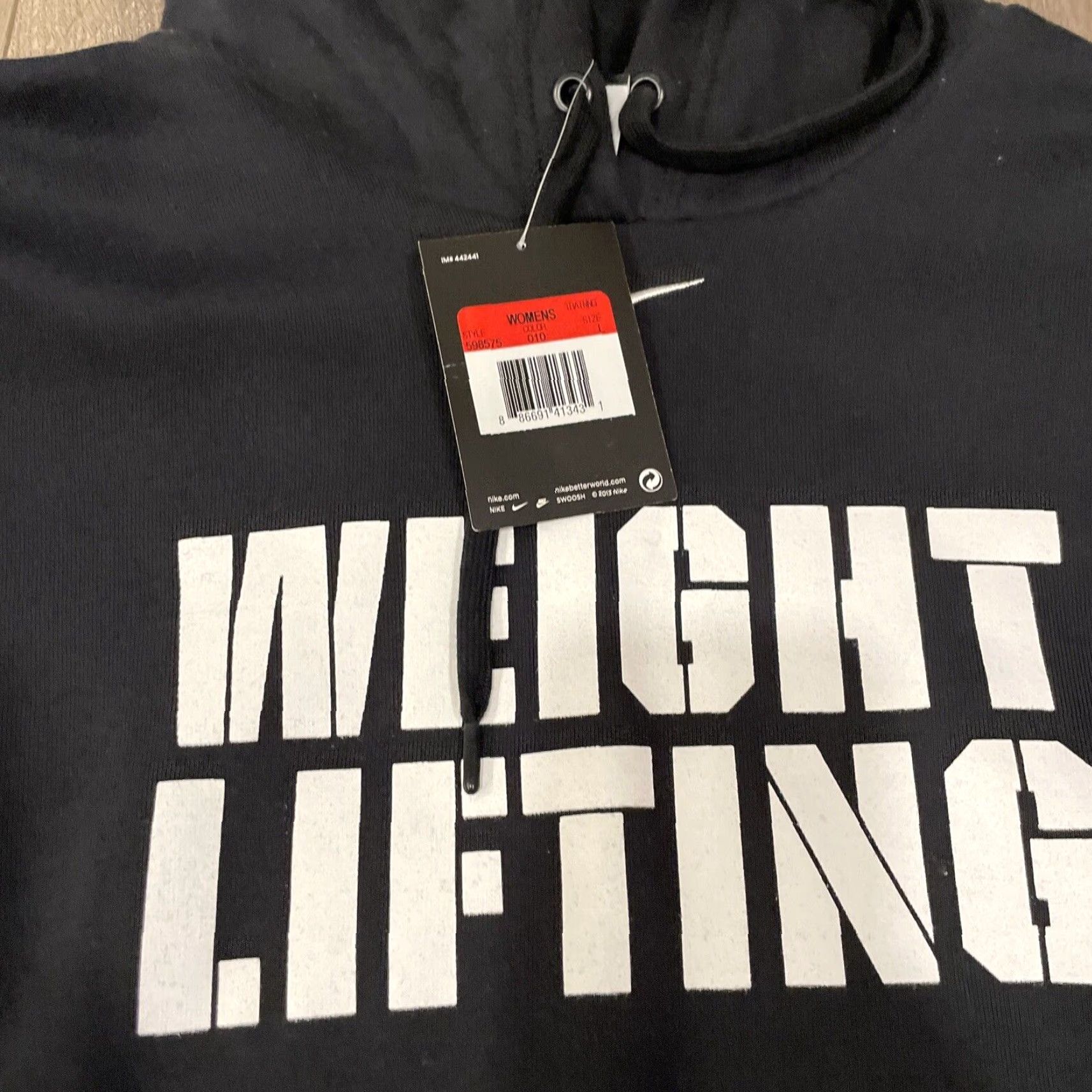 Nike VINTAGE Nike Center Swoosh Hoodie Black Large 90s Gym Womens Size L / US 10 / IT 46 - 2 Thumbnail