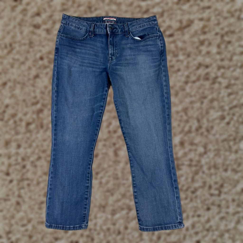 Tommy Hilfiger Tommy Hilfiger Women's Pants Jeans 8 Blue Denim Cropped Straight Mid Rise 28x24 Size 30" / US 8 / IT 44 - 1 Thumbnail