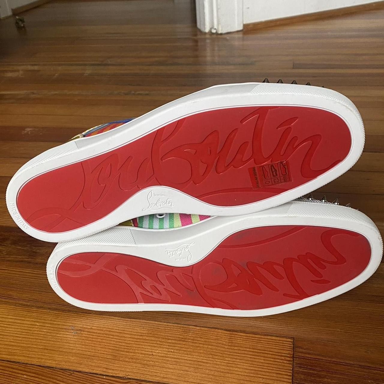 Christian Louboutin Louboutin High-Top Striped Red Bottom Sneakers Size US 10.5 / EU 43-44 - 3 Thumbnail