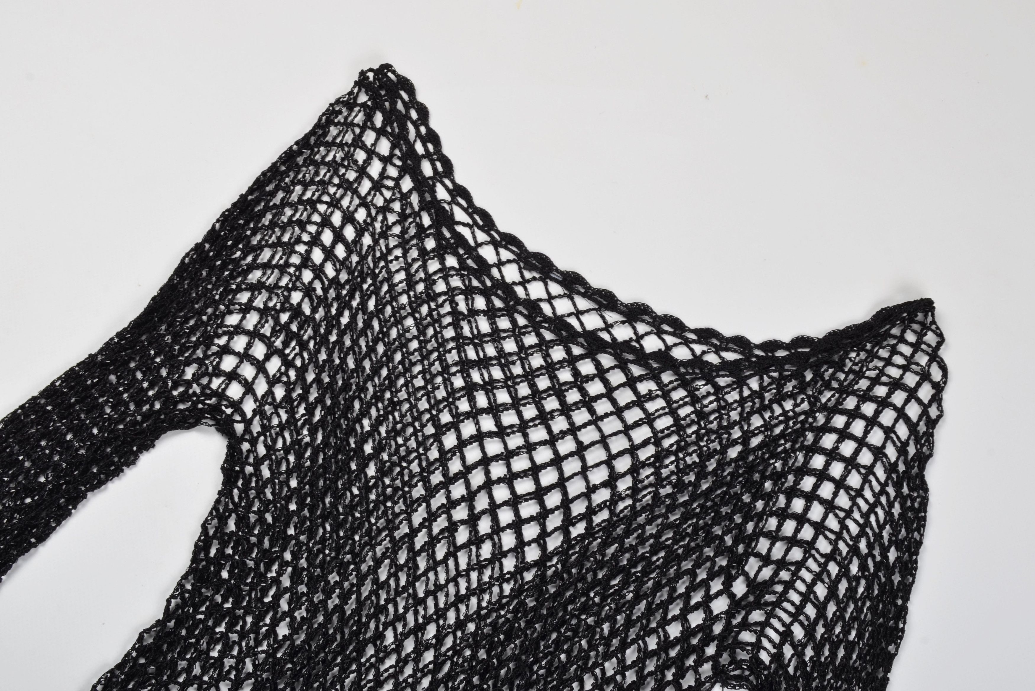 Other Y2K Fishnet Crochet Knit Beaded Grunge Whimsigoth Top Blouse Size ONE SIZE - 5 Thumbnail