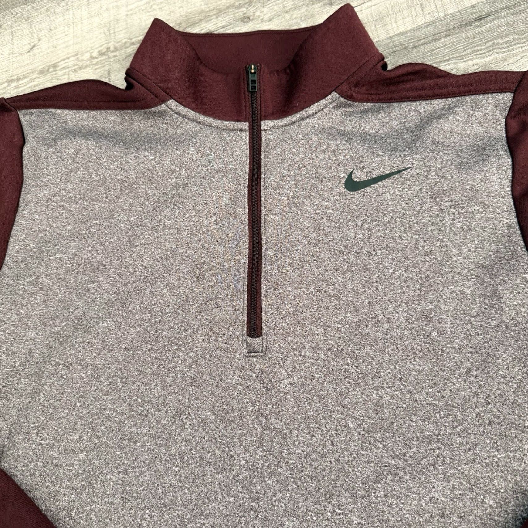 Nike Nike Golf Pullover Shirt Mens Medium Heather Maroon 1/4 Zip Thermal Mock Neck Polyester Logo Zipper Sports Active Size US M / EU 48-50 / 2 - 8 Thumbnail