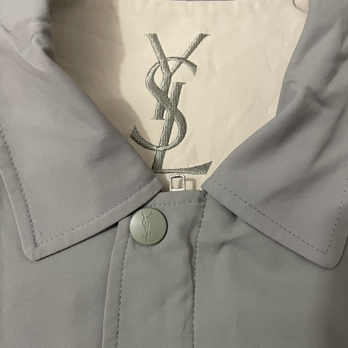 Yves Saint Laurent Vintage YSL Yves Saint Laurent Big Logo Work Casual Jacket Size US L / EU 52-54 / 3 - 5 Thumbnail