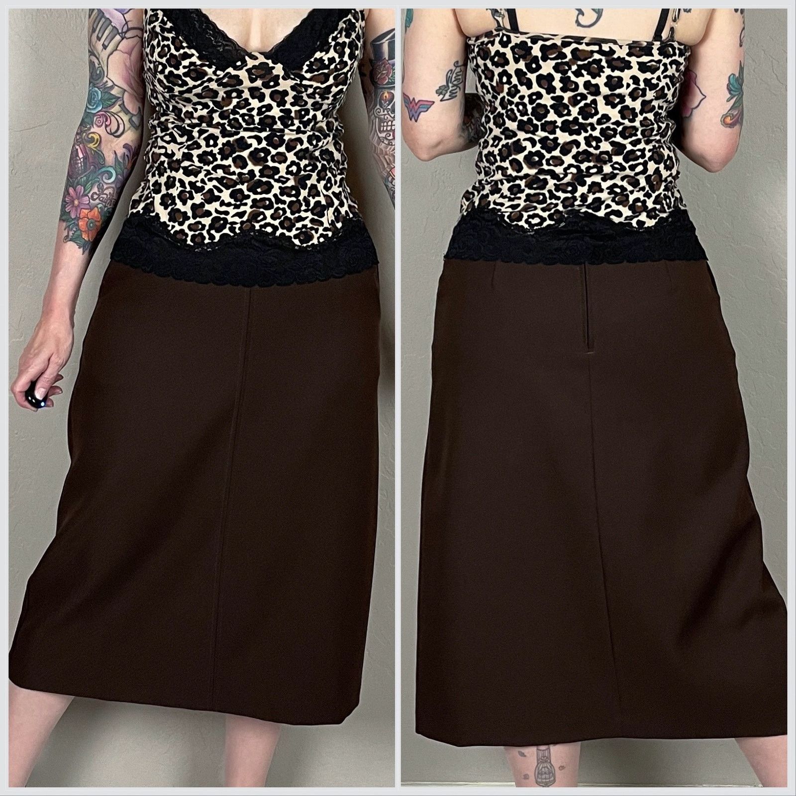 Vintage Vintage 1970s Brown High Waist A-Line Skirt Size 28" / US 6 / IT 42 - 3 Thumbnail
