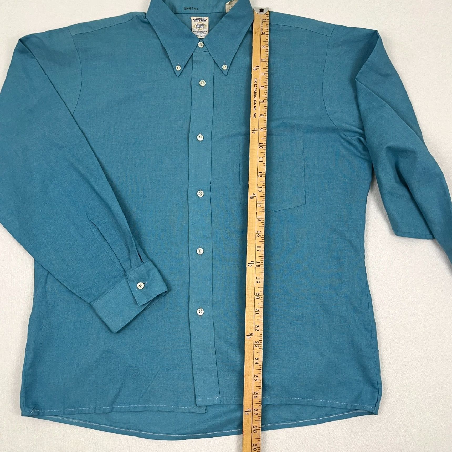 Arrow VINTAGE Arrow Sanforized Shirt Mens Large 16-16.5 Blue Oxford Cum Laude Button-Down Collared Classic, Outdoor, Business, Casual, Workwear Mens Size US L / EU 52-54 / 3 - 5 Thumbnail