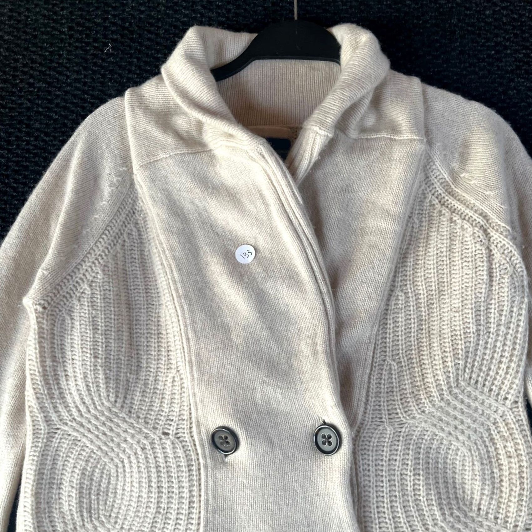Gap Gap Cardigan Wool Blend Double Breasted Shawl Collar Sweater - Cream - Womens S, Ivory, Cable-Knit, Button, Long Sleeve Size S / US 4 / IT 40 - 2 Thumbnail
